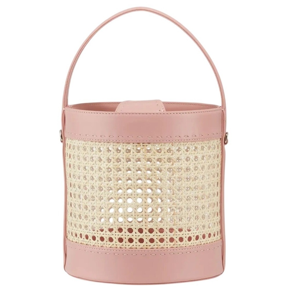 Mehry Mu Fey Vienna Weave Bucket Bag‎ Cane Rattan & Leather Purse Handmade Boho